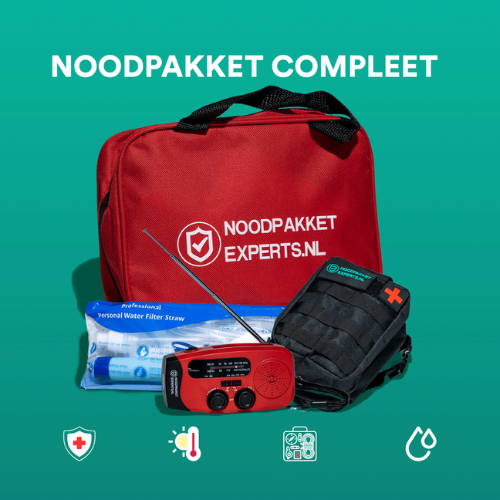 Noodpakket Compleet | 3-in-1 EHBO, noodradio, survivalset & waterzuiveraar